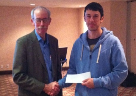 Presentation of Limion Scholarship to Frederic Gaucher, MSc student, Laurentian University.