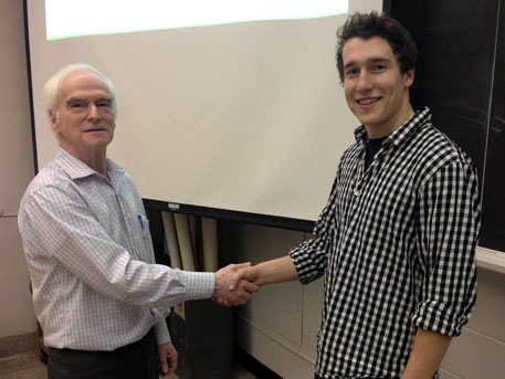 Scholarship presentation to William Smith by Yves Lamontagne.