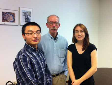 UofT scholarship recipients Kun Guo and Laura Quigley (Front) with Jerry Roth, Foundation chair.